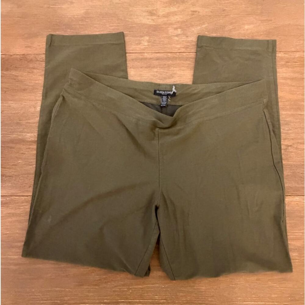 Eileen Fisher Petite Large Olive Green Straight Leg Pants PL